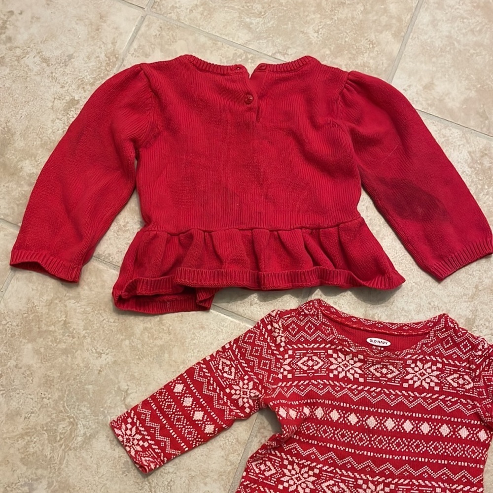 2 Piece Toddler girl’s Christmas Holiday Sweater Tops Size 12-18 months​ - Picture 5 of 8